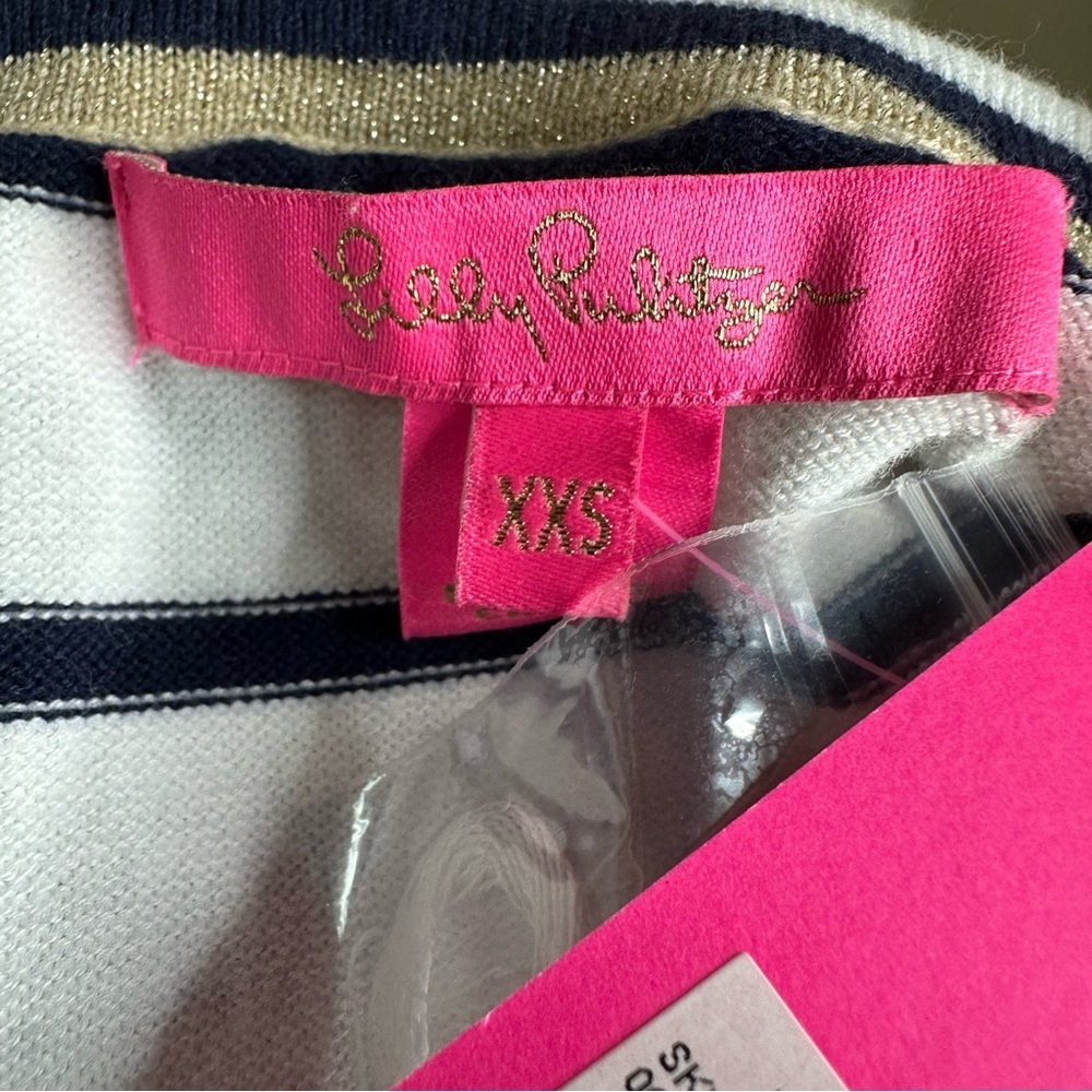 NWT Lilly Pulitzer Perelle Off-Shoulder Sweater. Shining Sea Stripe. Size XXS - Picture 8 of 8